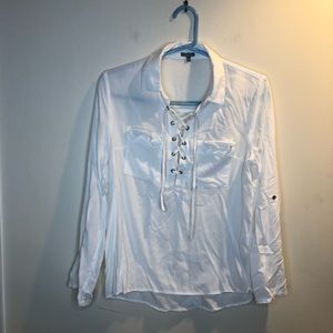 Charlotte Russe White Lace-Up Top